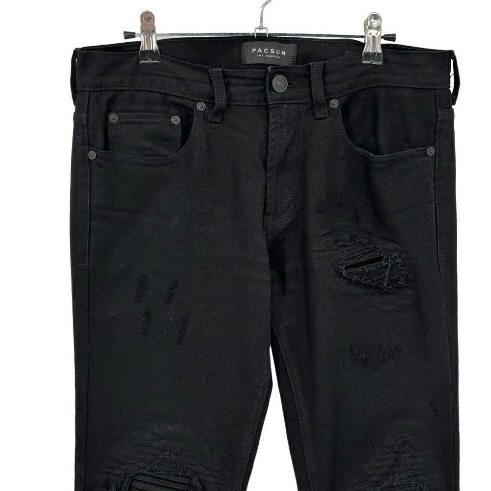PacSun The Skinniest Distressed Moto Jeans Black 30X32 - Picture 3 of 12